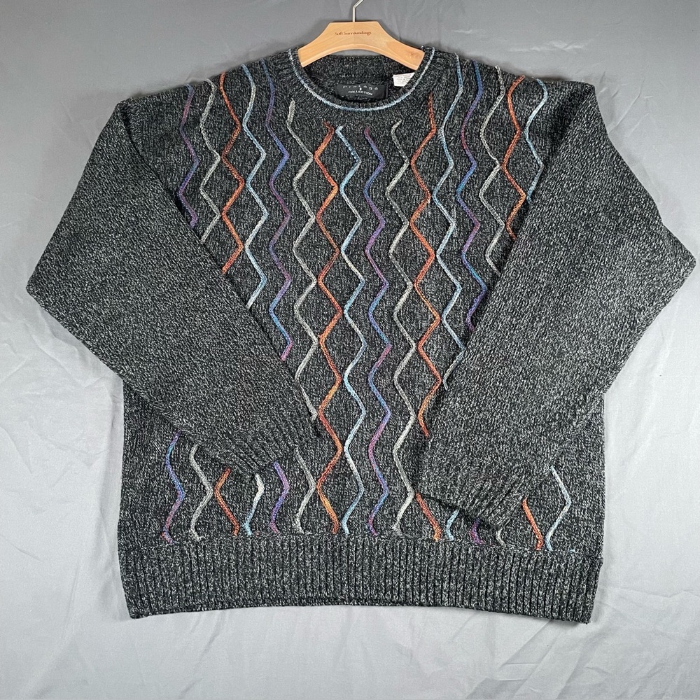 Protegé Sweater Men's XL Coogi Style Abstract Vintage Long Sleeve Textured